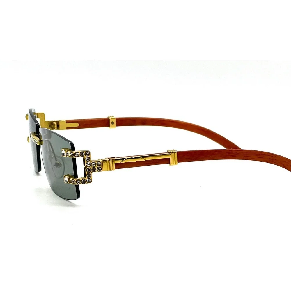 Men Sunglasses Square Frameless Classic Fashion Gold Frame Rapper Icedout Lentes